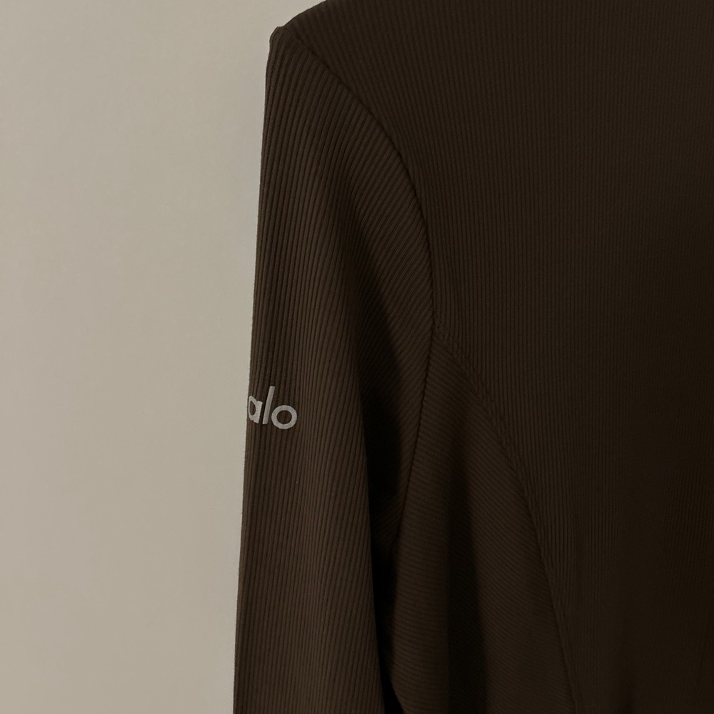 ALO Yoga Ribbed Mock Neck Long Sleeve in Brown - Picture 6 of 7
